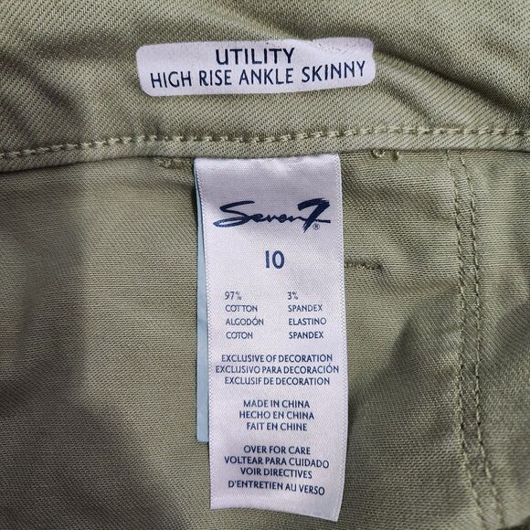 Seven7 Women 10 Green Utility High Rise Ankle Skinny Jeans - Picture 8 of 13